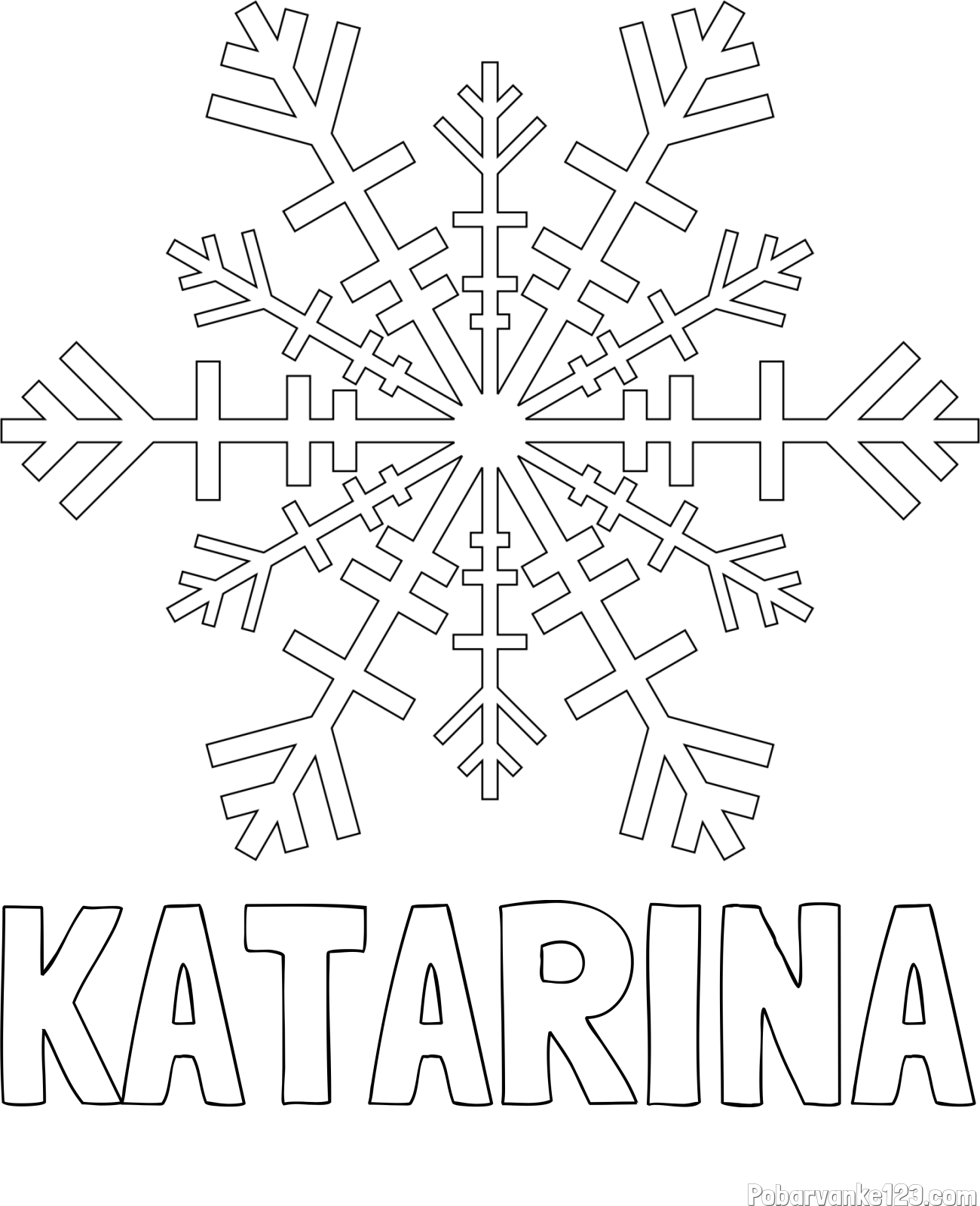 Pobarvanka imena KATARINA in pobarvanka lepe snežinke