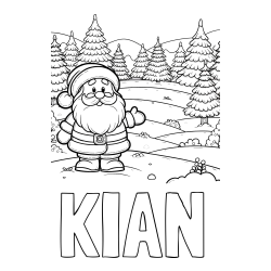 Online izdelana pobarvanka - Pobarvanka imena KIAN in pobarvanka Božička v naravi