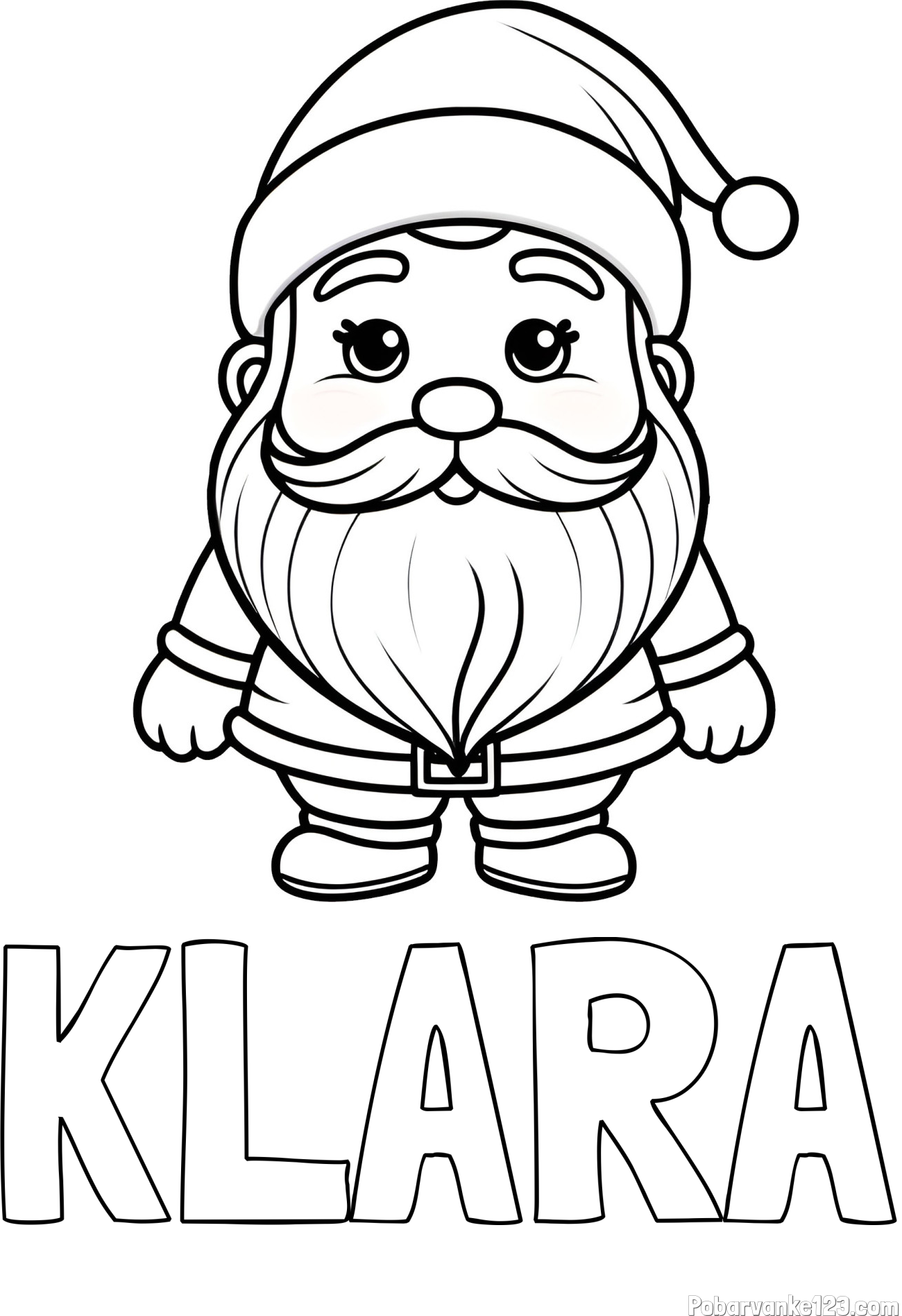 Pobarvanka imena KLARA in otroška pobarvanka ljubkega Božička