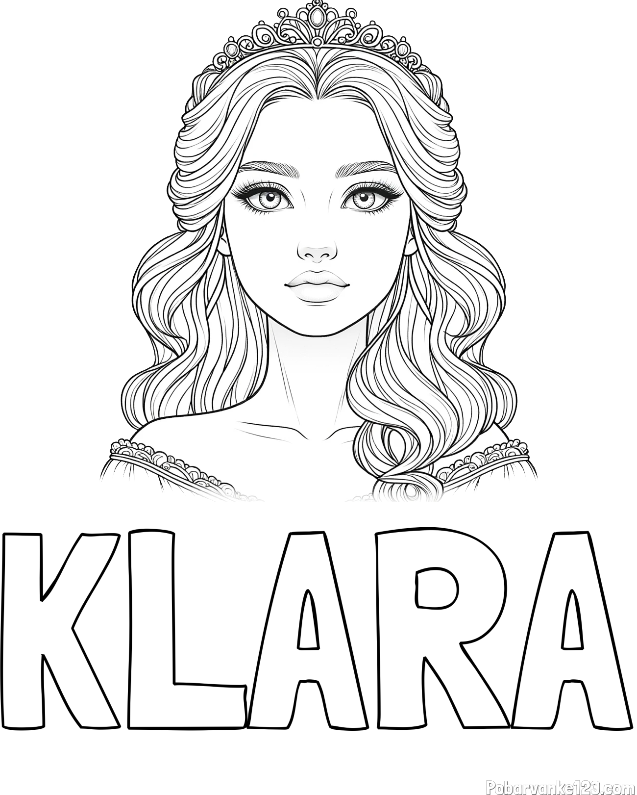 Pobarvanka imena KLARA in pobarvanka ljubke princese s krono