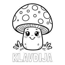 Online izdelana pobarvanka - Pobarvanka imena KLAVDIJA in pobarvanka ljubke gobe