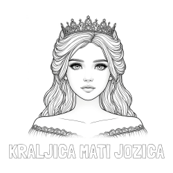 Online izdelana pobarvanka - Pobarvanka imena KRALJICA MATI JOŽICA in pobarvanka prikupne princeske s čudovitimi očmi