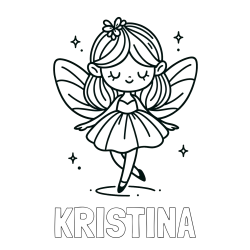 Pobarvanka imena KRISTINA in enostavna pobarvanka čarobne vile