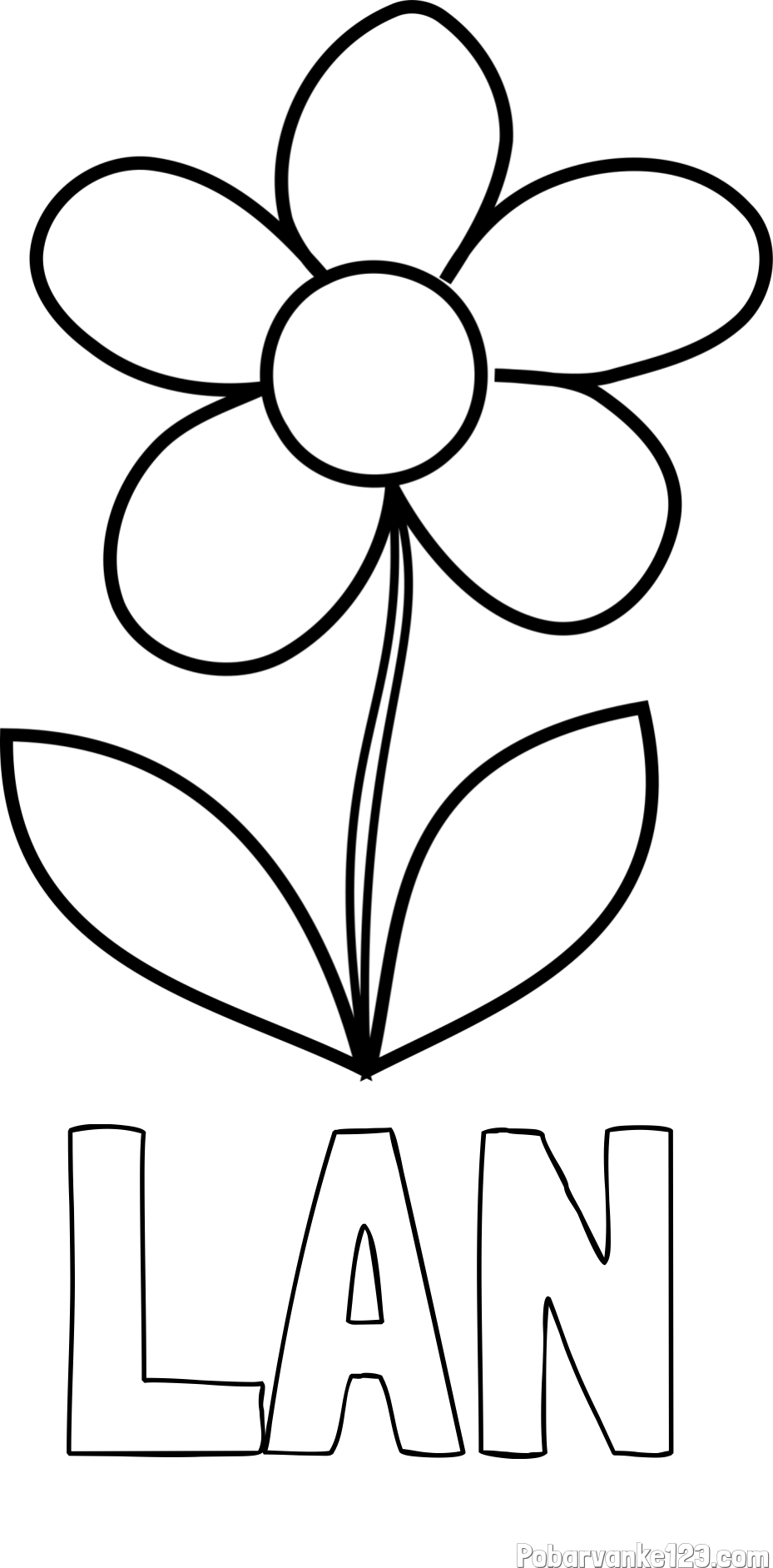 Pobarvanka imena LAN in otroška pobarvanka rože