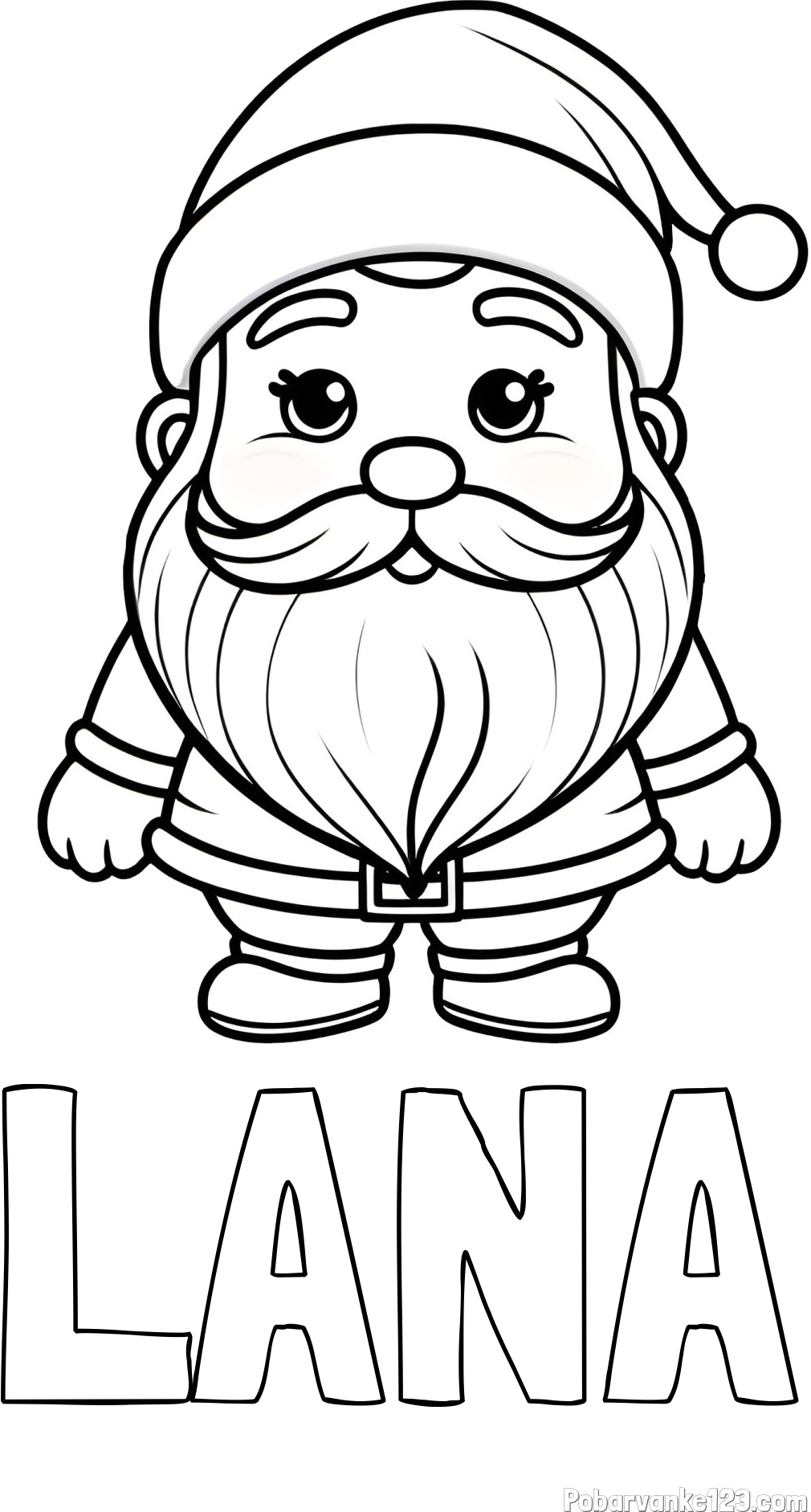 Pobarvanka imena LANA in otroška pobarvanka ljubkega Božička