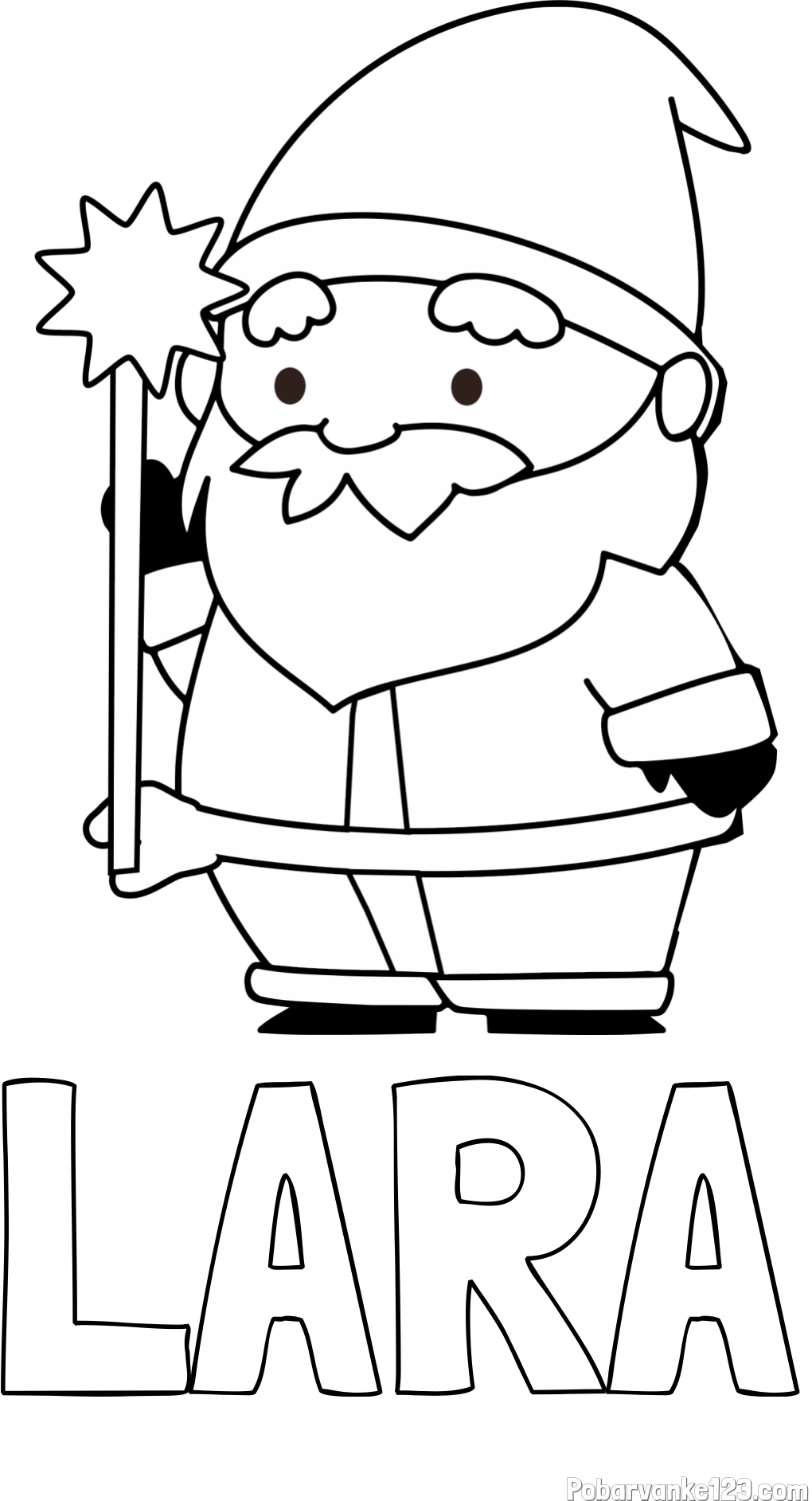 Pobarvanka imena LARA in dedek Mraz