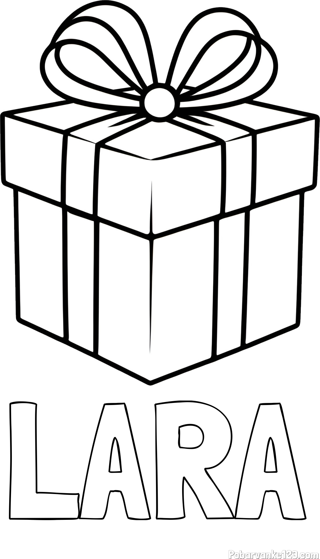 Pobarvanka imena LARA in pobarvanka preprostega darila