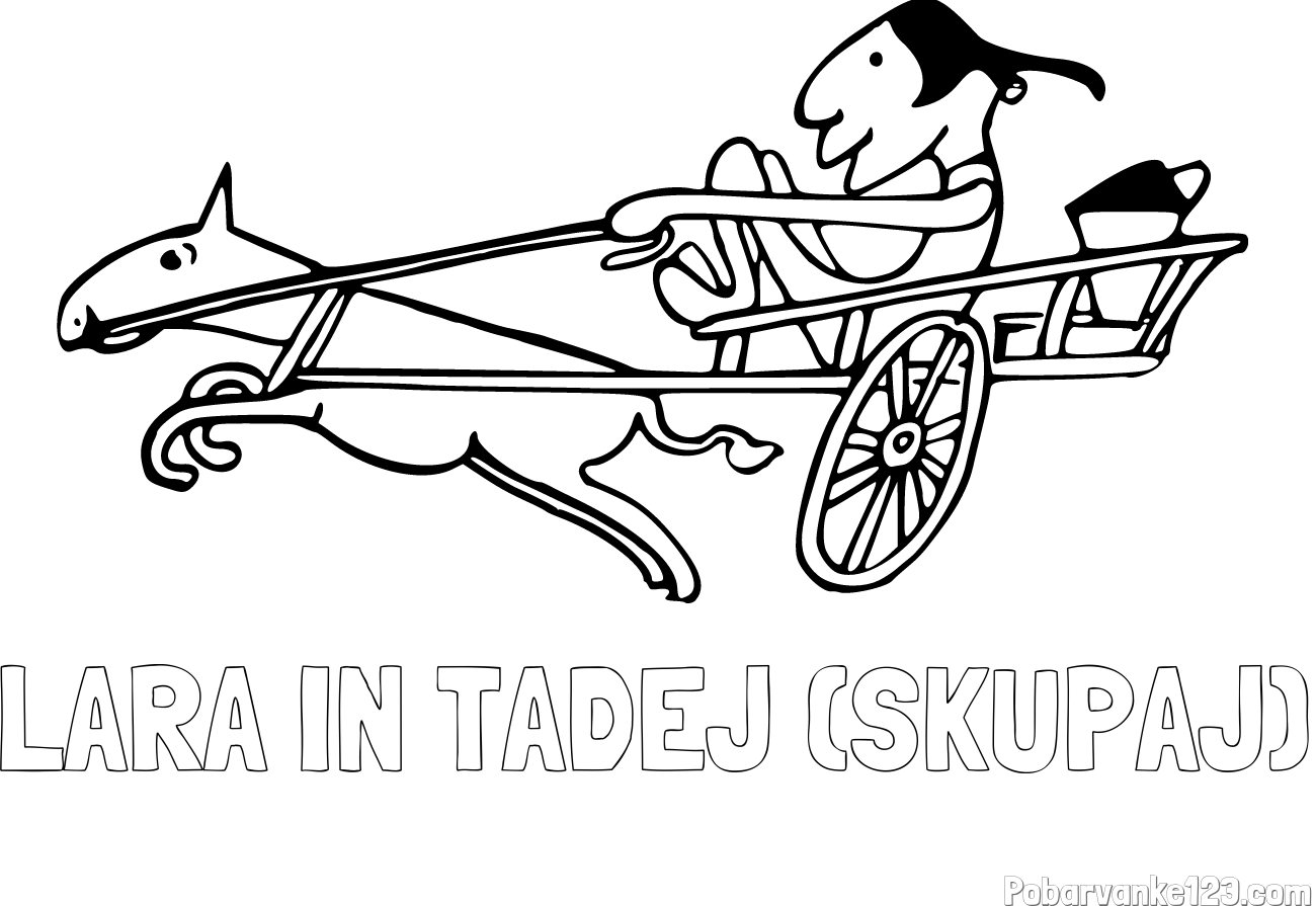 Pobarvanka imena LARA IN TADEJ (SKUPAJ) in pobarvanka dirkalnega konja