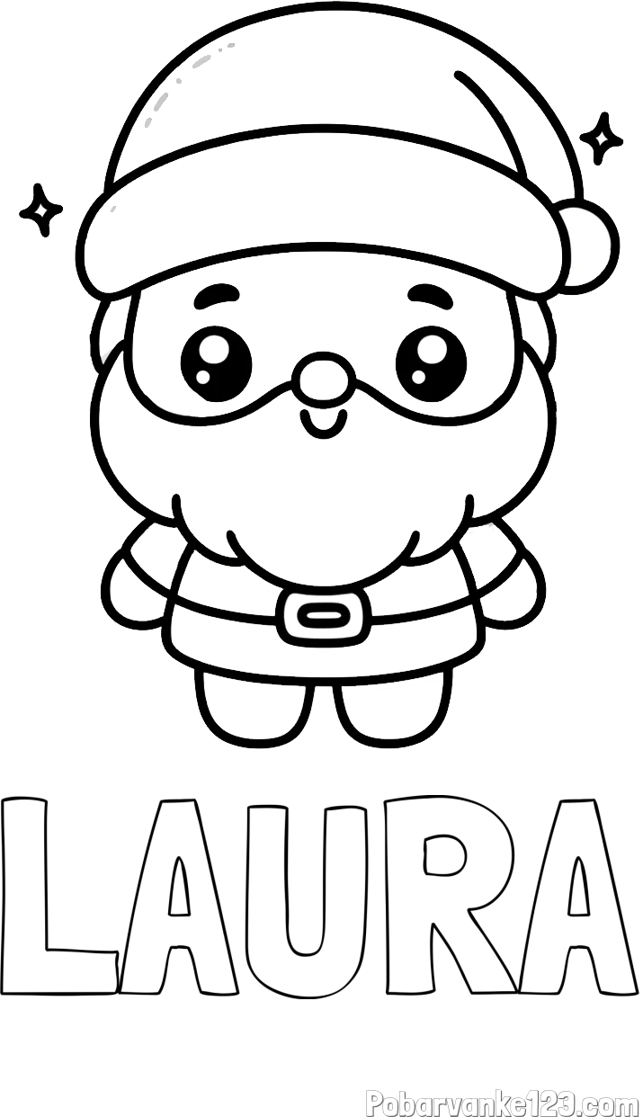 Pobarvanka imena LAURA in enostavna otroška pobarvanka Božička