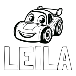Online izdelana pobarvanka - Pobarvanka imena LEILA in pobarvanka otroškega avtomobila