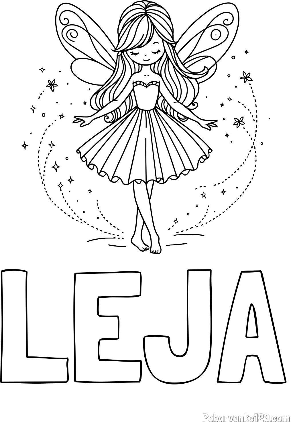 Pobarvanka imena LEJA in pobarvanka ljubke čarobne vile