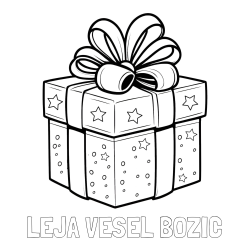 Online izdelana pobarvanka - Pobarvanka imena LEJA VESEL BOŽIČ in pobarvanka božičnega darila
