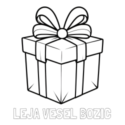 Online izdelana pobarvanka - Pobarvanka imena LEJA VESEL BOŽIČ in pobarvanka darilne škatle s pentljo