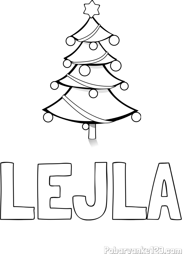 Pobarvanka imena LEJLA in božična smreka