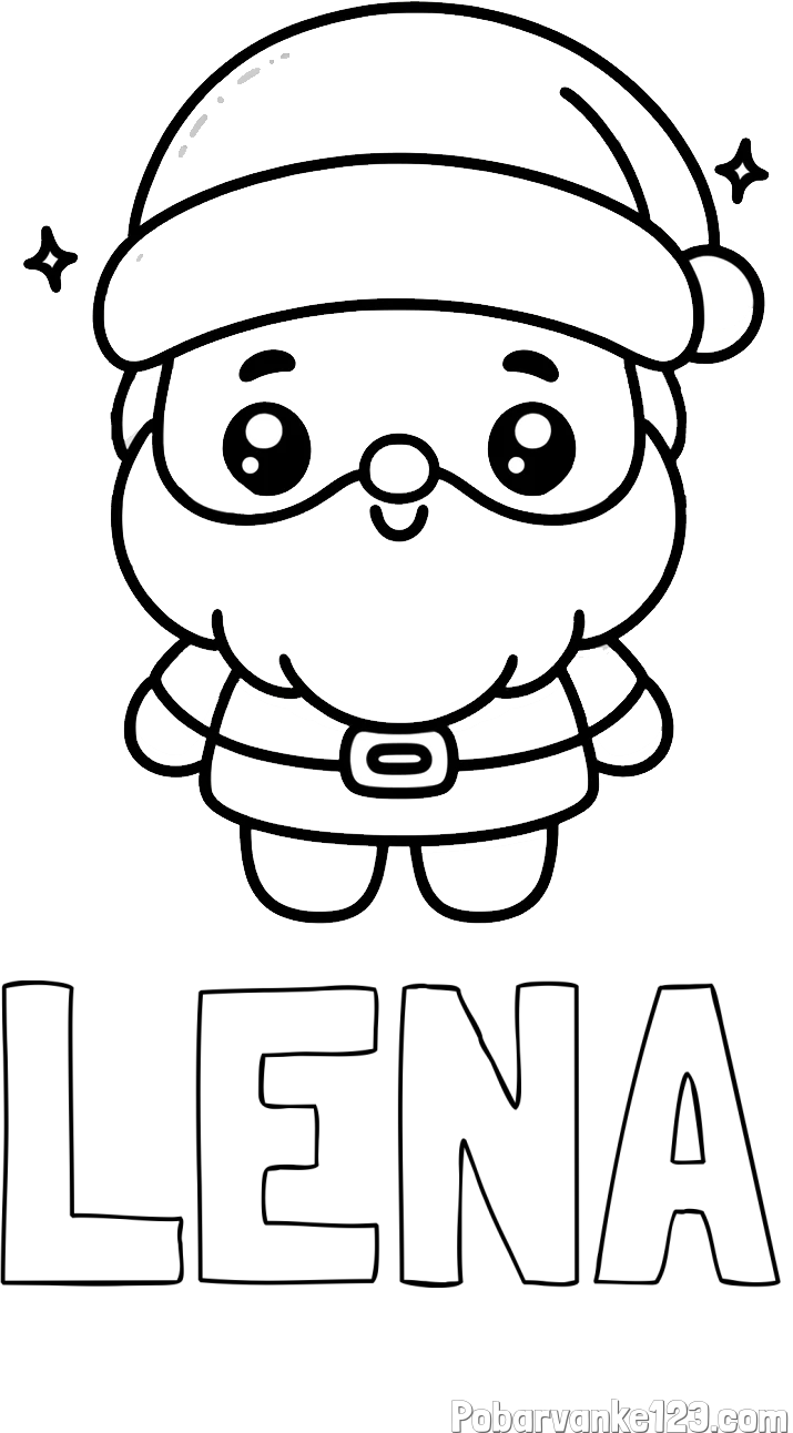 Pobarvanka imena LENA in enostavna otroška pobarvanka Božička