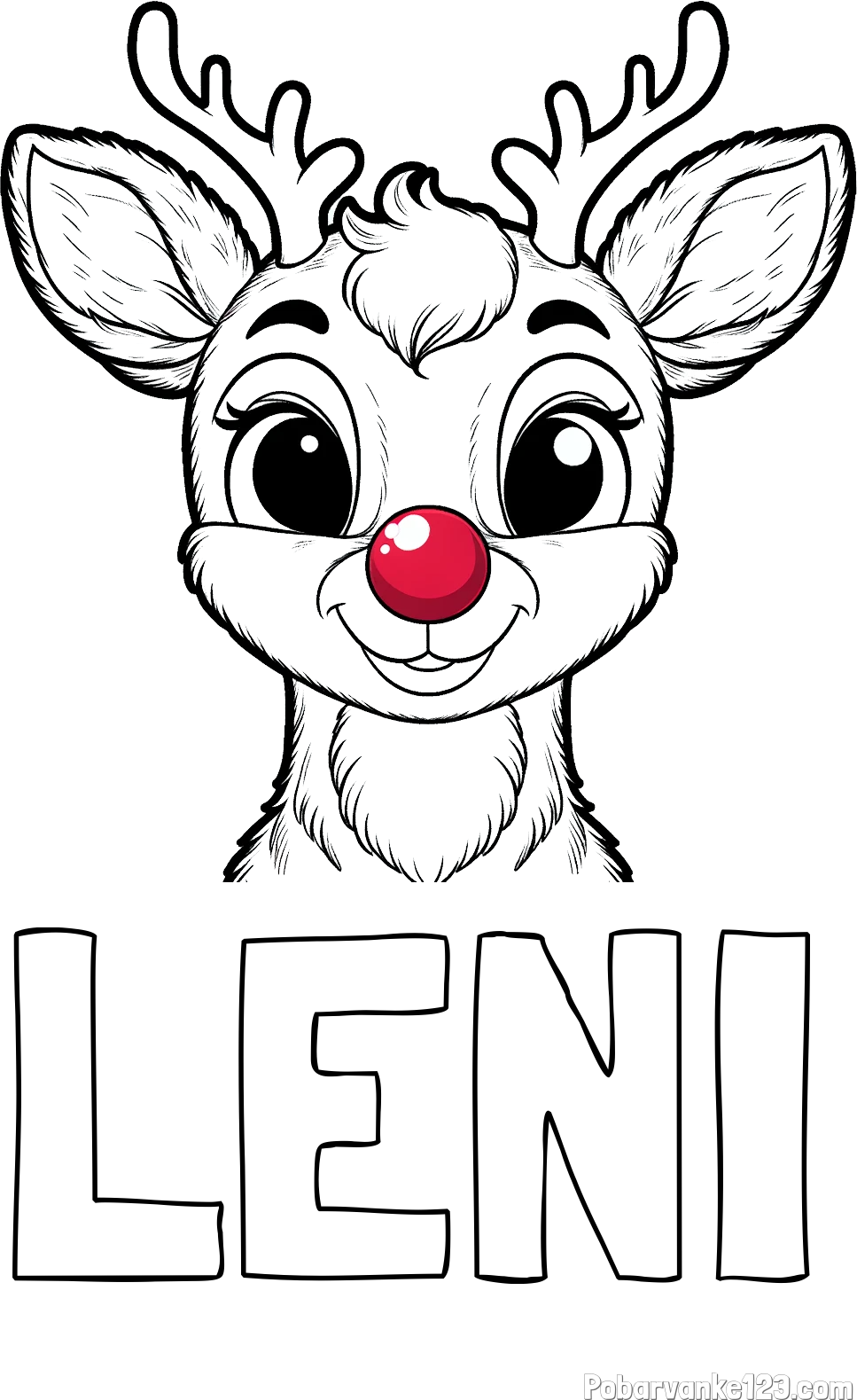 Pobarvanka imena LENI in otroška pobarvanka simpatičnega jelenčka Rudolfa