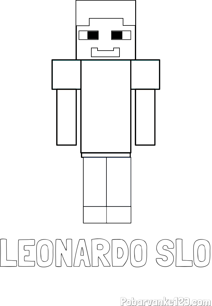 Pobarvanka imena LEONARDO SLO in pobarvanka Minecraft glavnega junaka