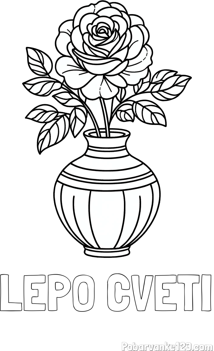Pobarvanka imena LEPO CVETI in pobarvanka vrtnice v vazi