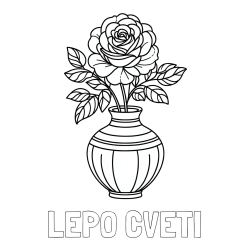 Online izdelana pobarvanka - Pobarvanka imena LEPO CVETI in pobarvanka vrtnice v vazi