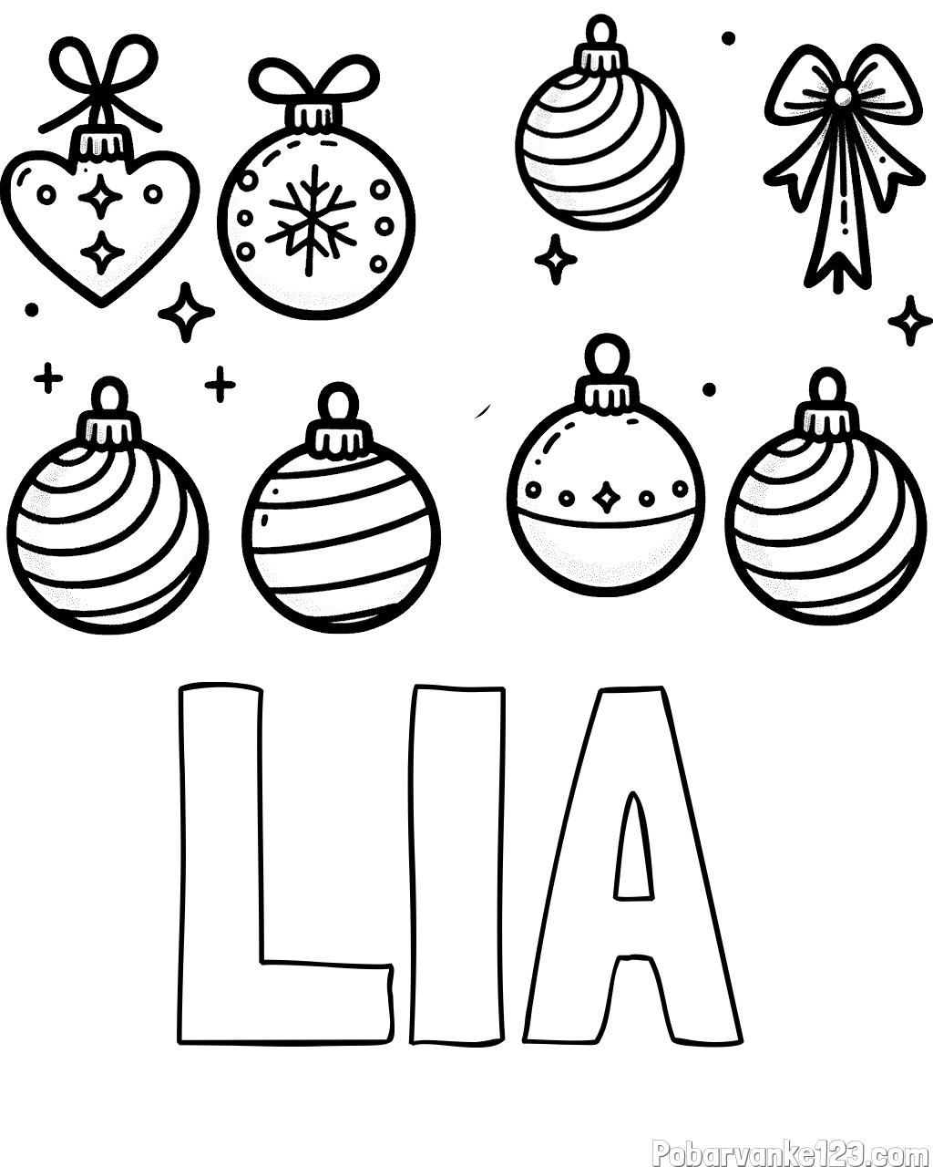 Pobarvanka imena LIA in pobarvanka božičnih okraskov za na smrečico