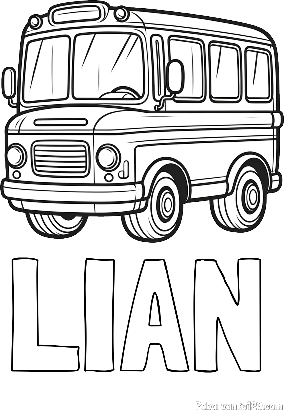 Pobarvanka imena LIAN in pobarvanka majhnega avtobusa