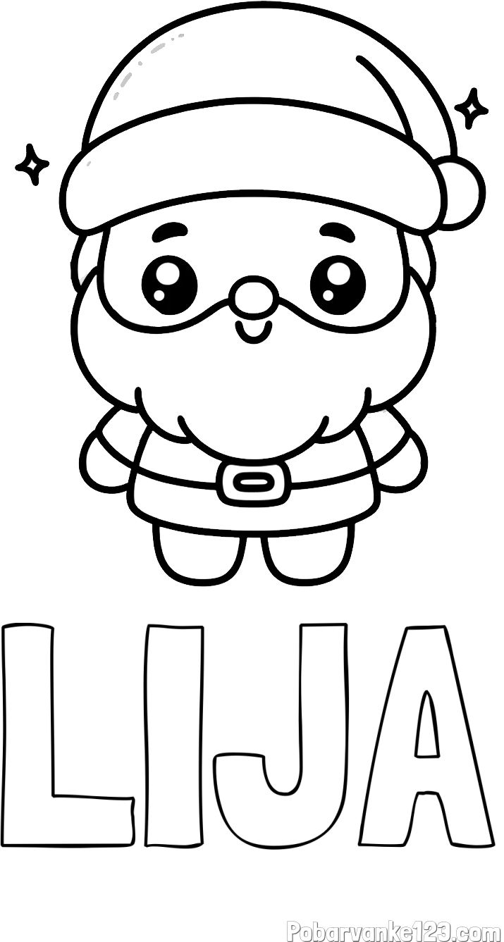 Pobarvanka imena LIJA in enostavna otroška pobarvanka Božička