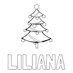 Online izdelana pobarvanka - Pobarvanka imena LILIANA in božična smreka