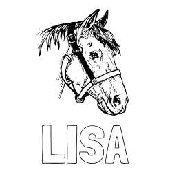 Online izdelana pobarvanka - Pobarvanka imena LISA in konjska glava