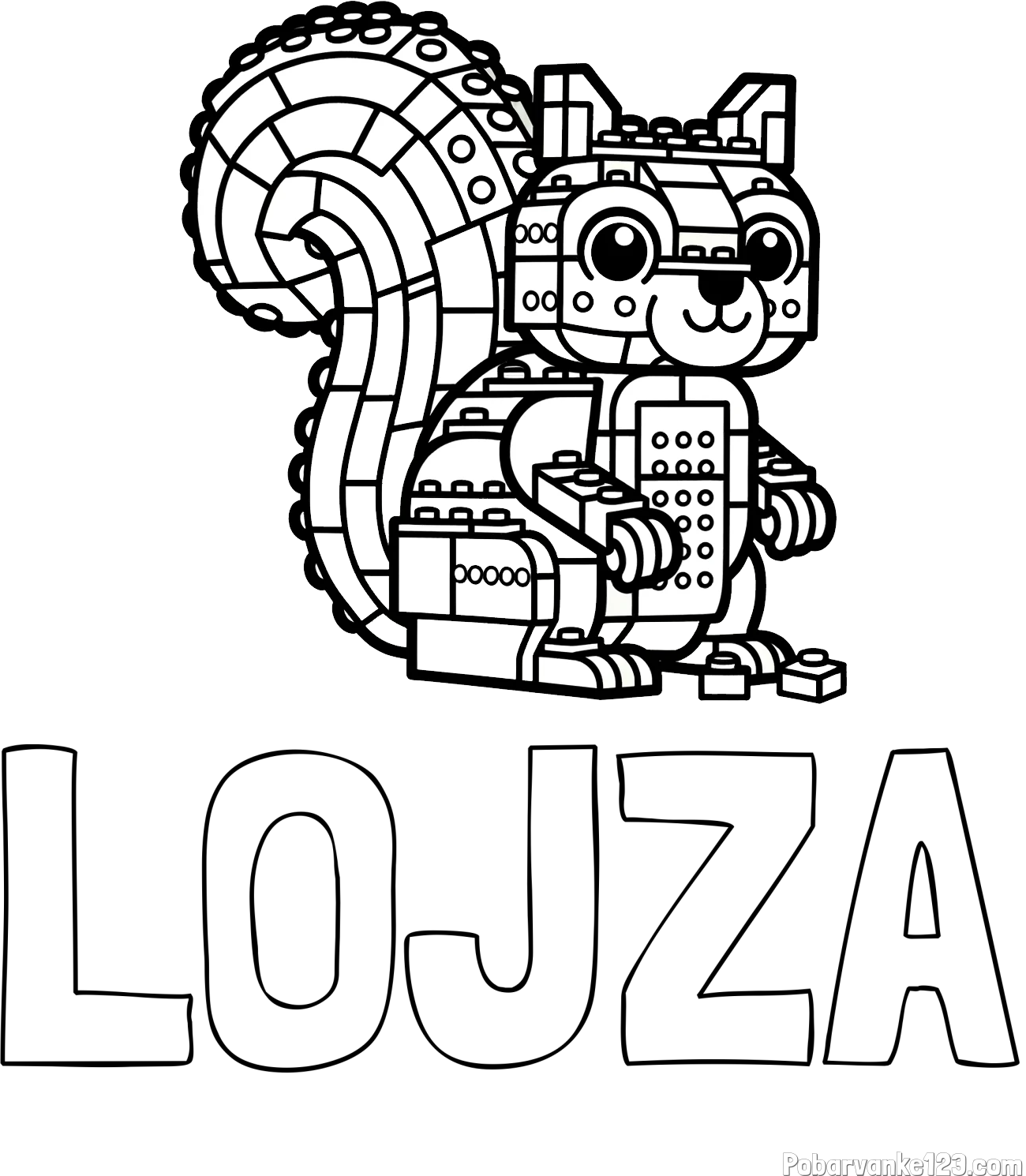 Pobarvanka imena LOJZA in pobarvanka LEGO veverice
