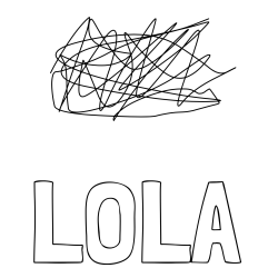 Online izdelana pobarvanka - Pobarvanka imena LOLA in barvita slik'ca