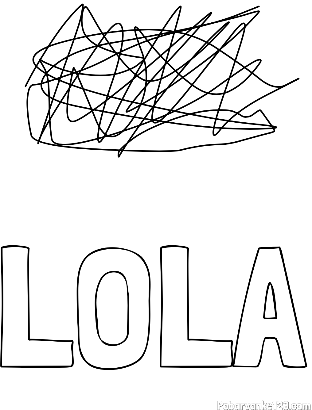 Pobarvanka imena LOLA in barvita slik'ca