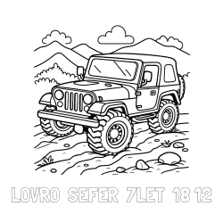 Online izdelana pobarvanka - Pobarvanka imena LOVRO  ŠEFER  7LET  18 12 in pobarvanka džipa na terenu