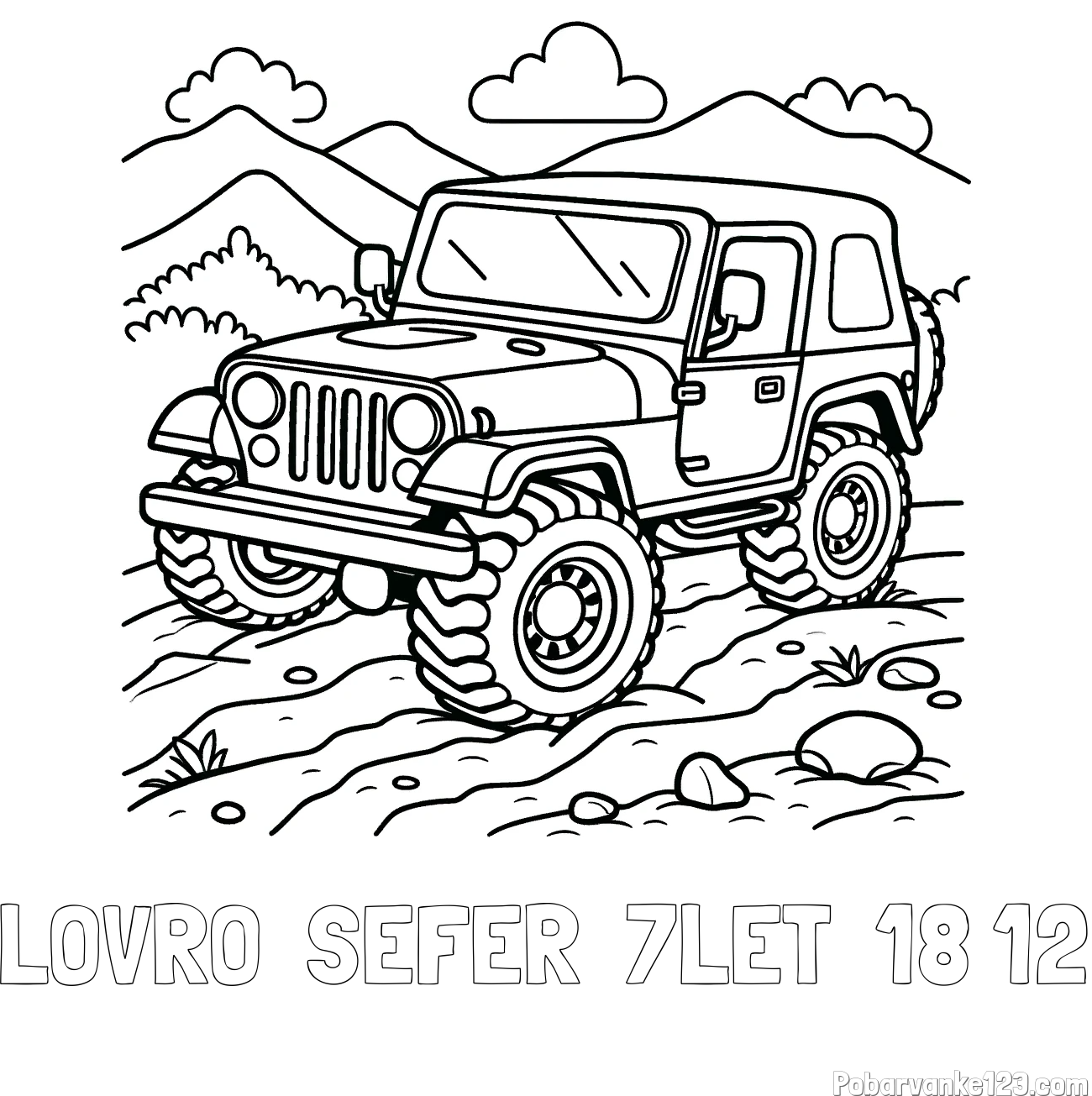 Pobarvanka imena LOVRO  ŠEFER  7LET  18 12 in pobarvanka džipa na terenu