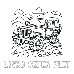 Pobarvanka imena LOVRO  ŠEFER  7LET in pobarvanka džipa na terenu