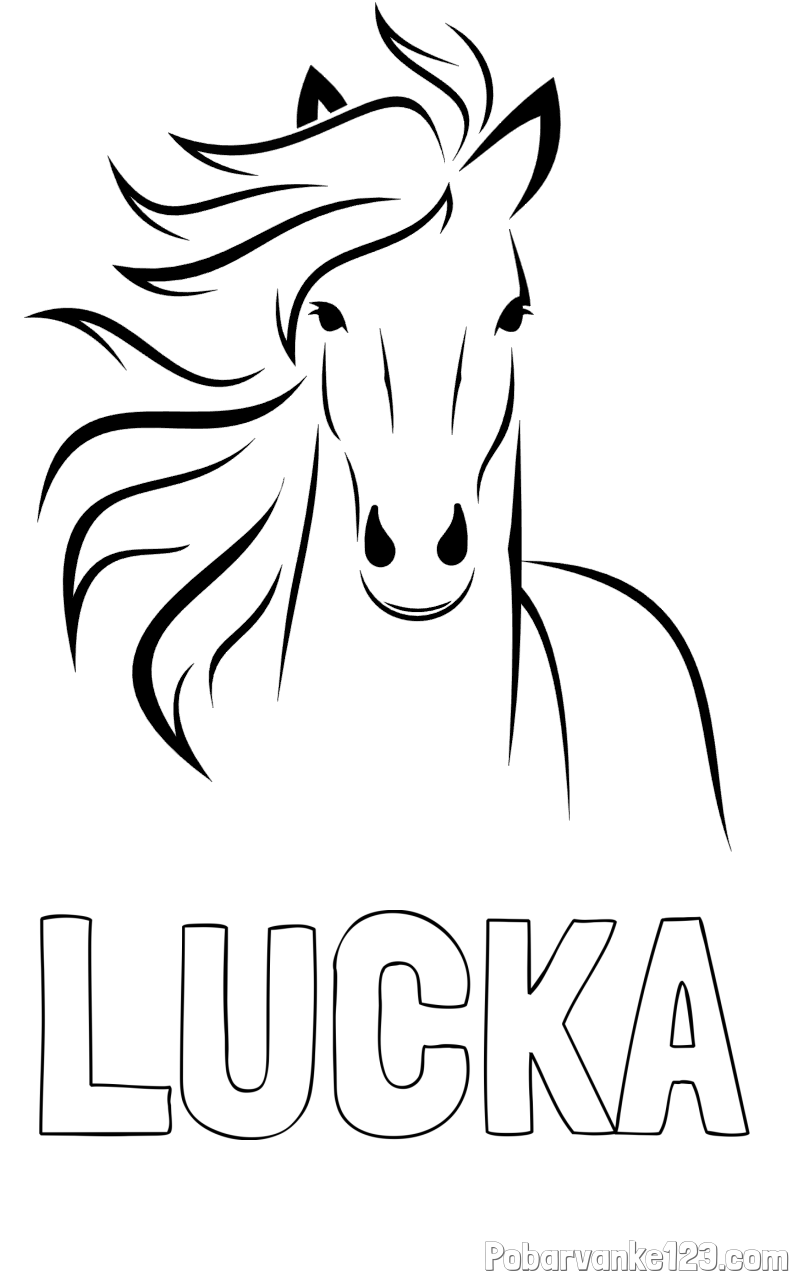 Pobarvanka imena LUČKA in lepa pobarvanka konja