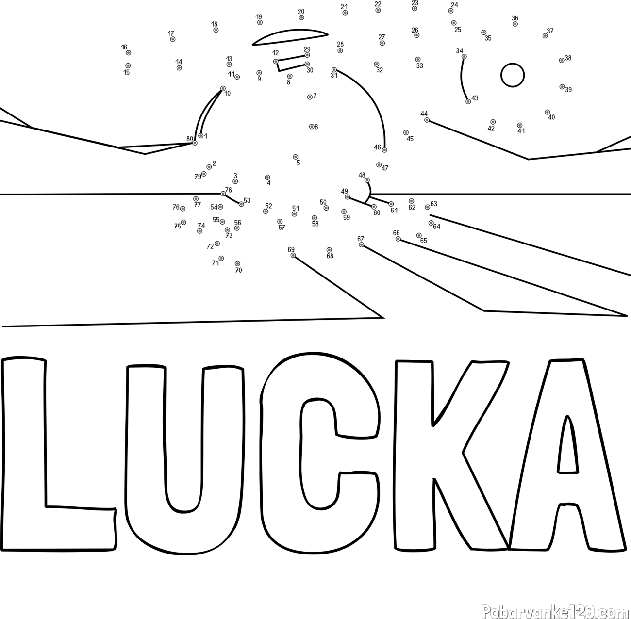 Pobarvanka imena LUČKA in pobarvanka helikopterja - poveži številke