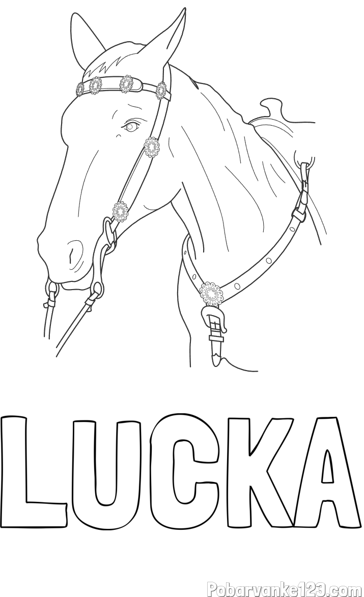 Pobarvanka imena LUČKA in pobarvanka konjske glave