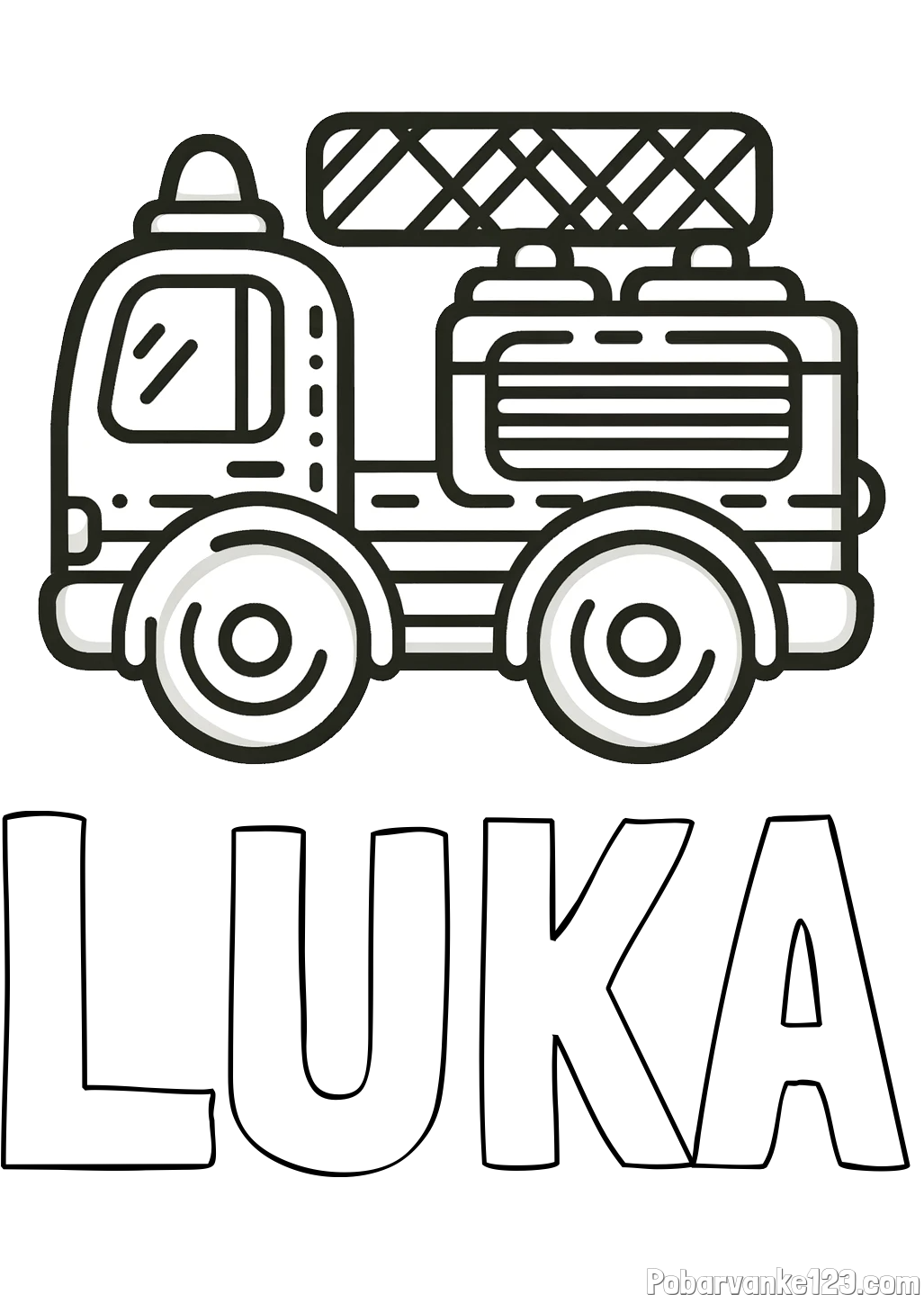 Pobarvanka imena LUKA in pobarvanka gasilski avto