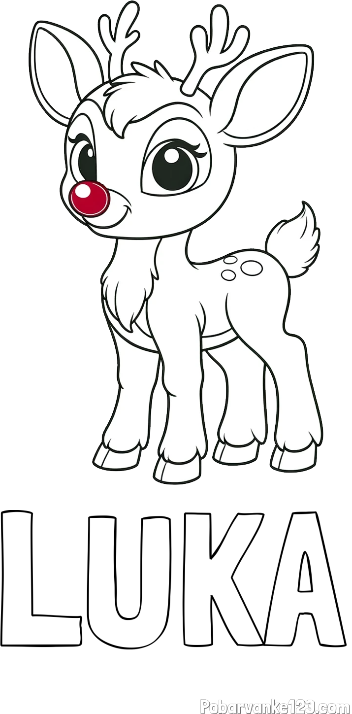 Pobarvanka imena LUKA in pobarvanka nasmejanega jelenčka Rudolfa