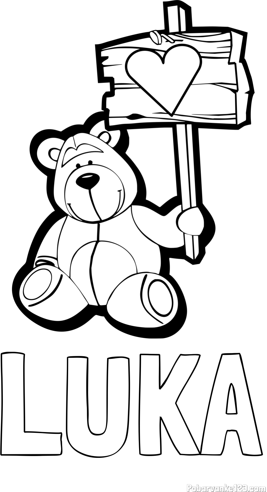 Pobarvanka imena LUKA in pobarvanka prikupnega medvedka