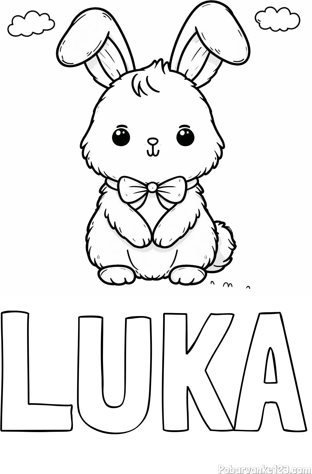 Pobarvanka imena LUKA in pobarvanka prikupnega zajčka