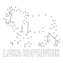 Online izdelana pobarvanka - Pobarvanka imena LUKA KOPRIVNIK in pobarvanka leva - poveži številke