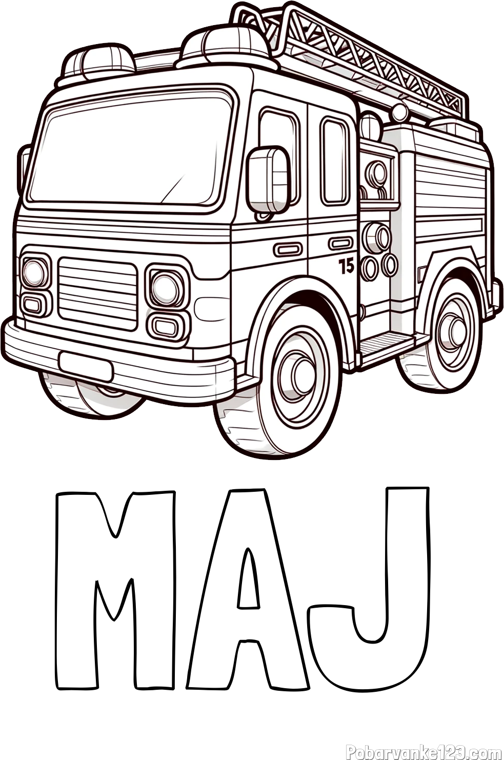 Pobarvanka imena MAJ in otroška pobarvanka gasilskega avta