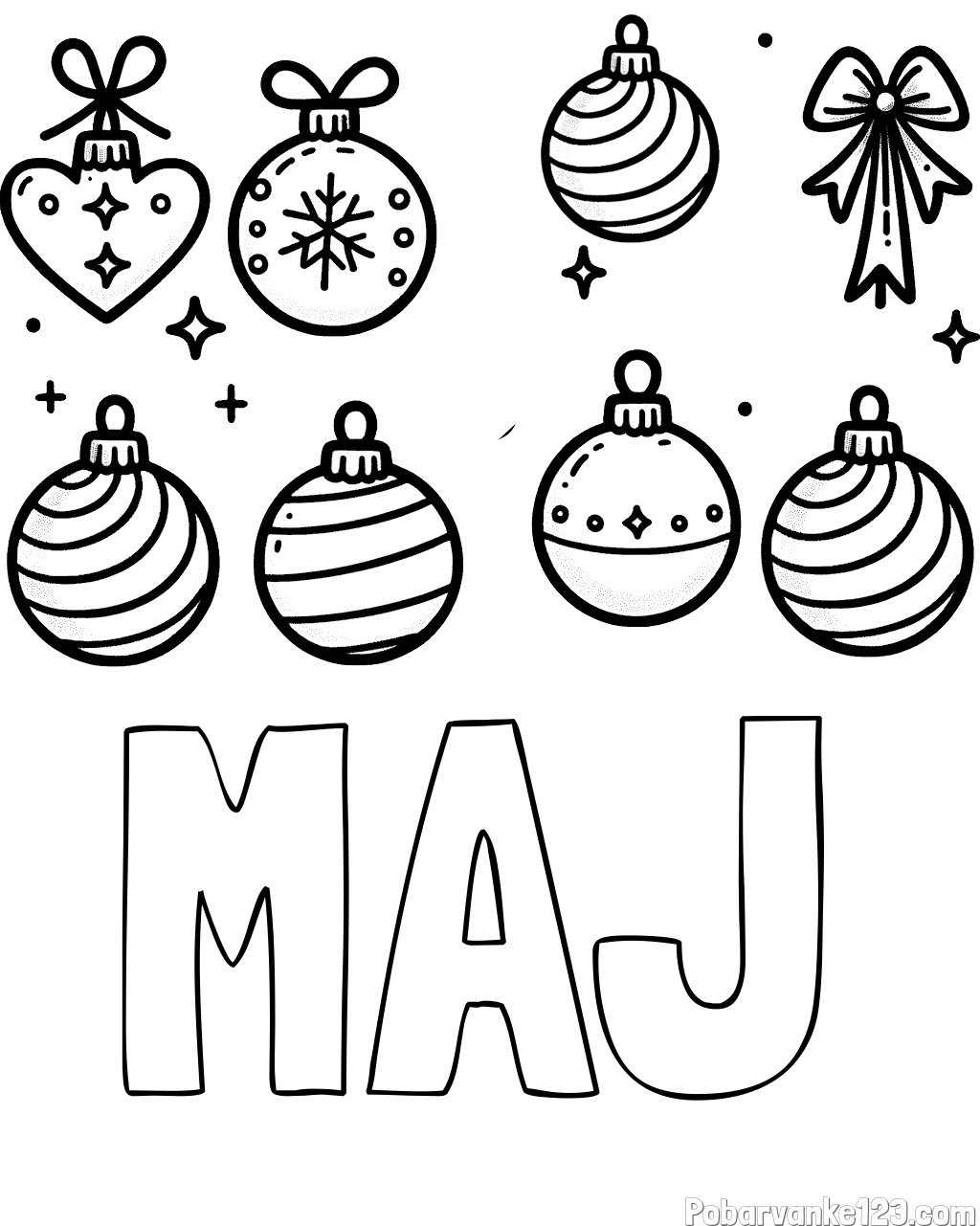 Pobarvanka imena MAJ in pobarvanka božičnih okraskov za na smrečico