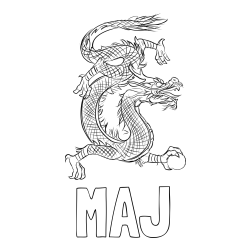 Online izdelana pobarvanka - Pobarvanka imena MAJ in pobarvanka kitajskega zmaja