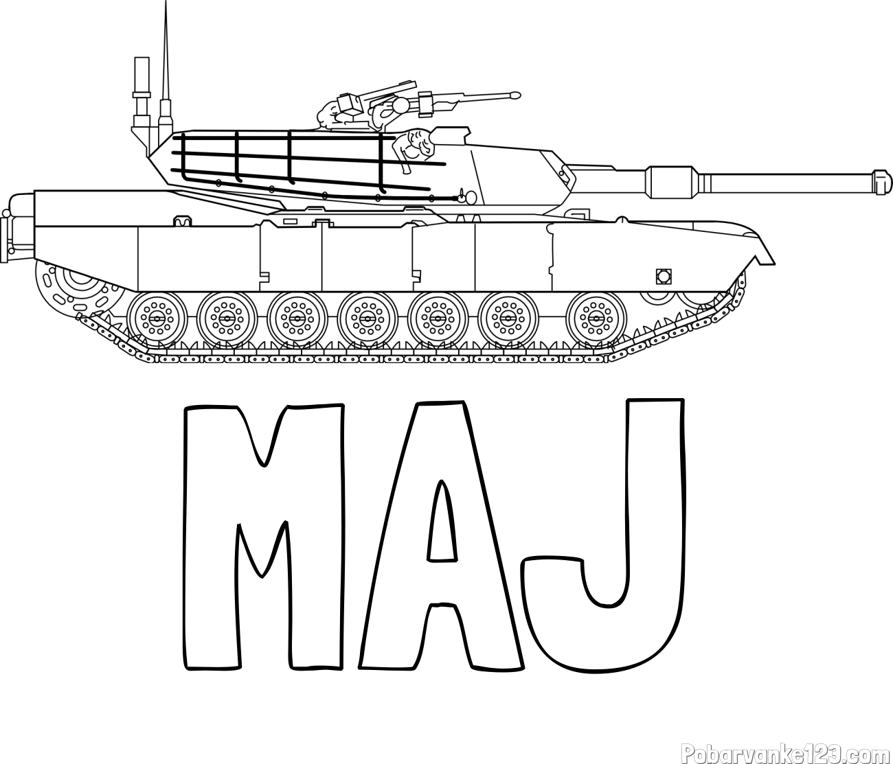 Pobarvanka imena MAJ in pobarvanka tanka M1 Abrams