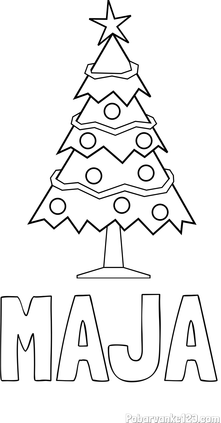 Pobarvanka imena MAJA in pobarvanka božične smrečice
