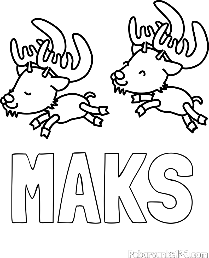 Pobarvanka imena MAKS in jelenčka