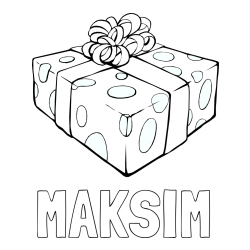 Online izdelana pobarvanka - Pobarvanka imena MAKSIM in božično darilo