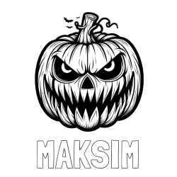 Online izdelana pobarvanka - Pobarvanka imena MAKSIM in pobarvanka zlobne buče za noč čarovnic